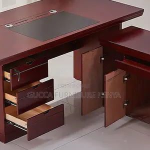 Office Tables:1.4 Meters L-Fashion Mahogany Executive Table