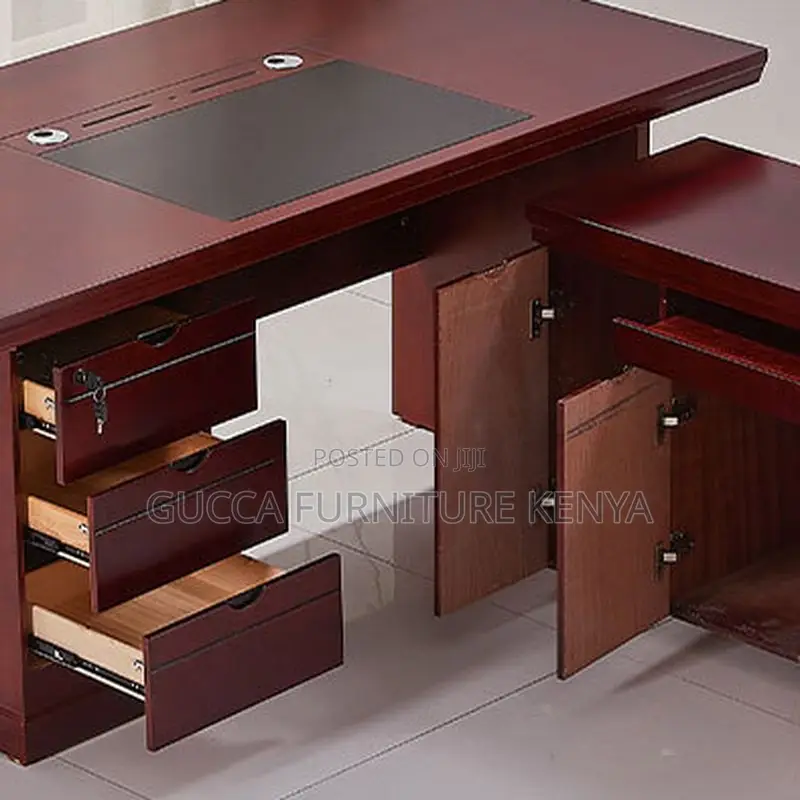 Office Tables:1.4 Meters L-Fashion Mahogany Executive Table