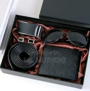 Black Wallet / Belt / Cuff Links Gift Set