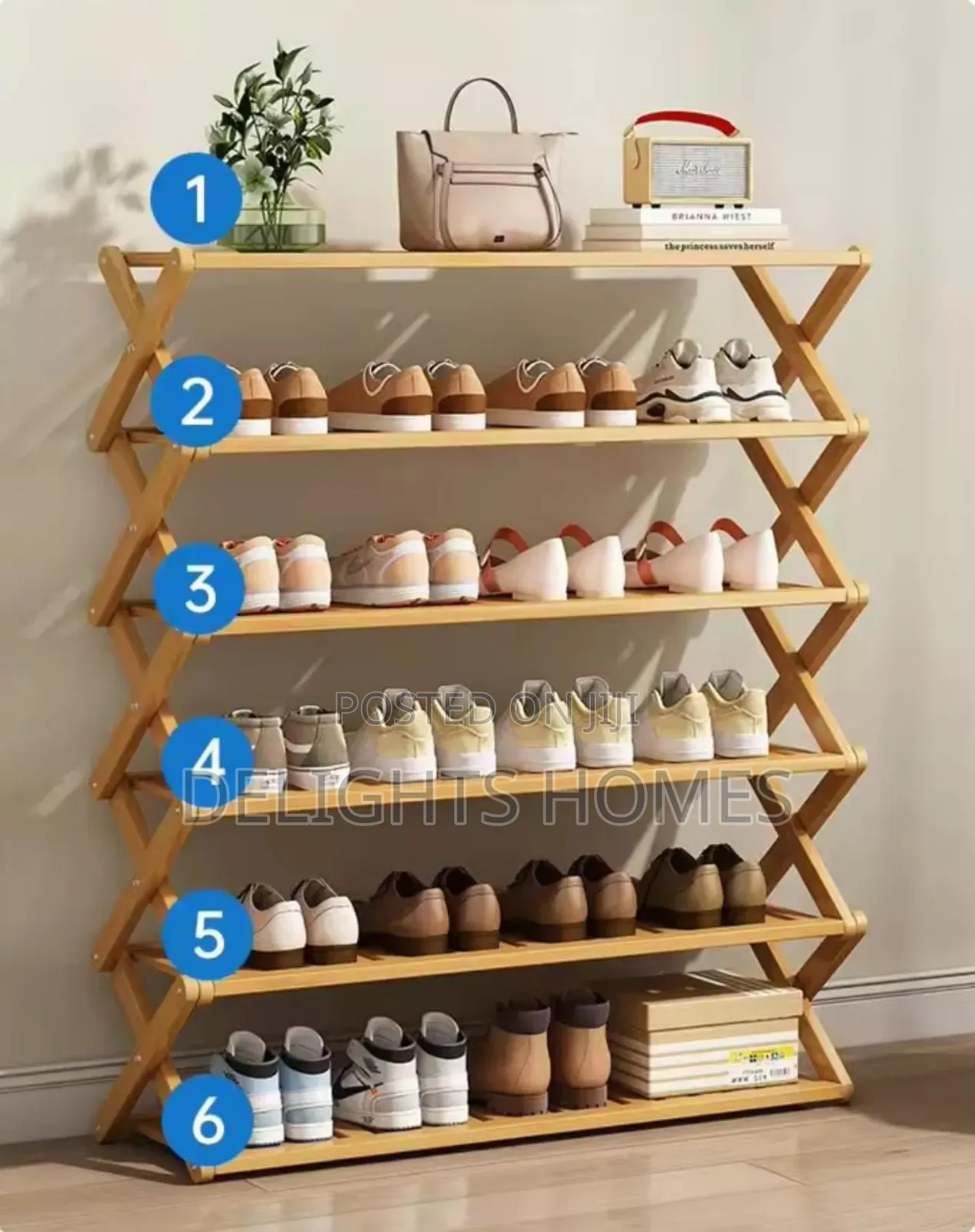 Foldable Bamboo Shoerack- Sk
