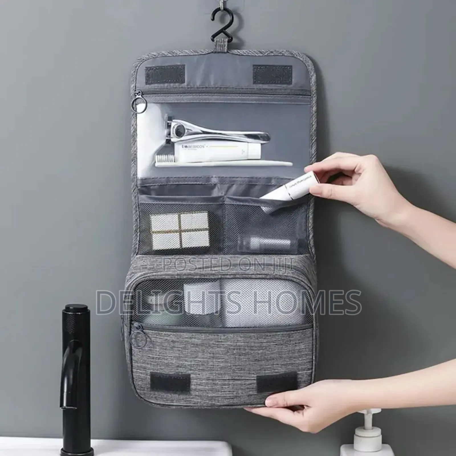 Portable Cosmetic Makeup Toiletry Bags With Hooks-Car