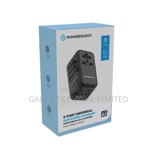 Powerology Universal Adapter 140W X2 Type C Port and X2 USB - main view