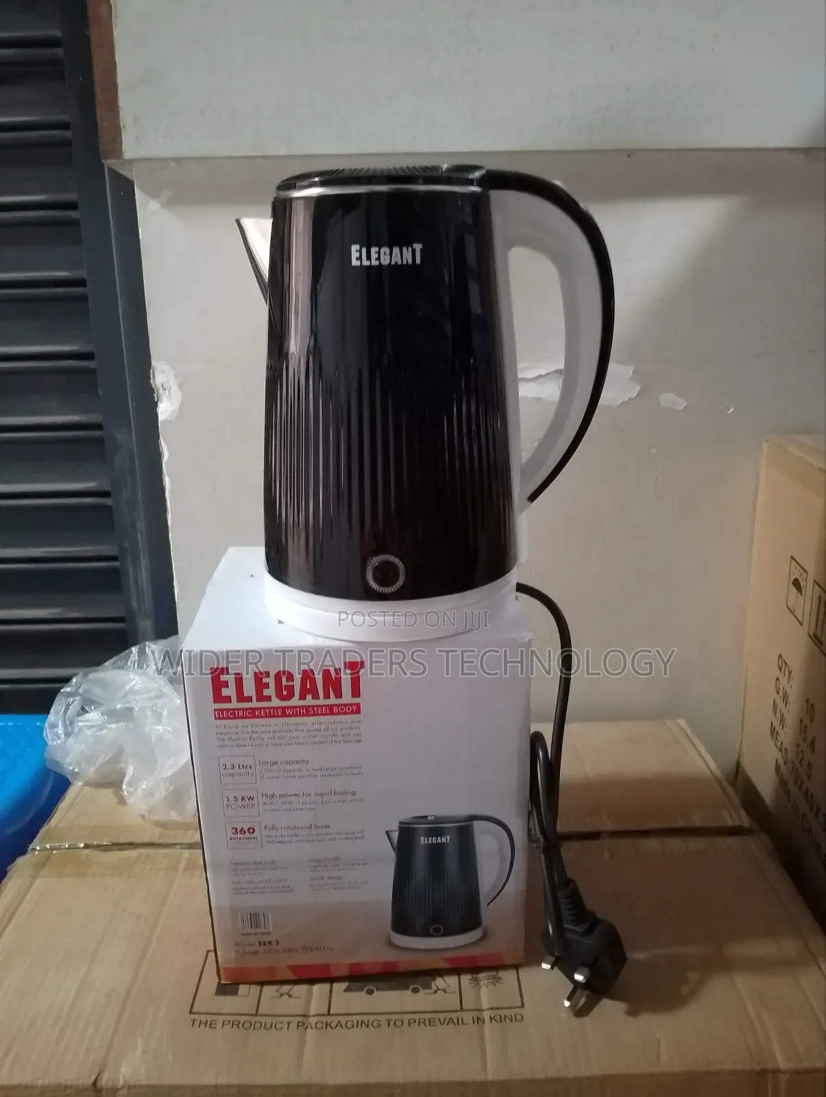 Elegant 1500W Electric Kettle Swivel Water Heater Jug 2.2L
