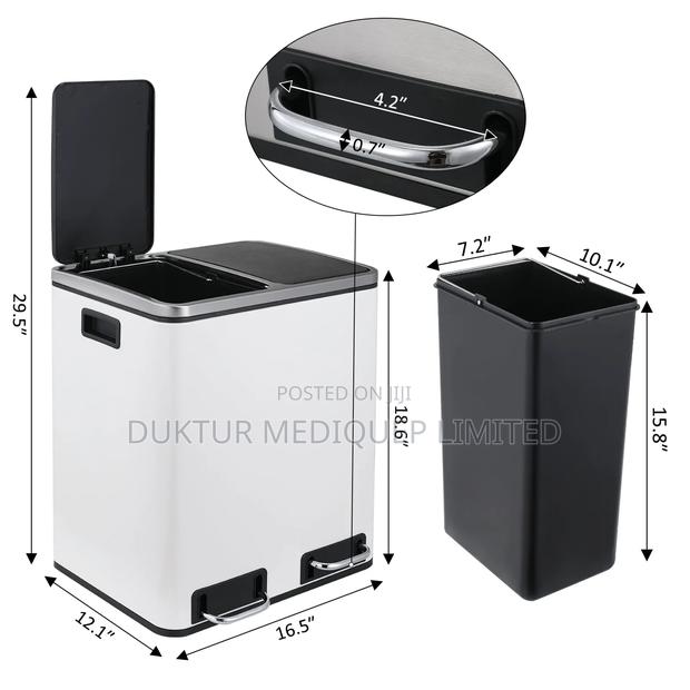 Stainless & ABS Two Compartment Dustbin 24 Lit, 40X33X45.6