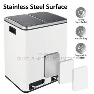 Stainless & ABS Two Compartment Dustbin 24 Lit, 40X33X45.6