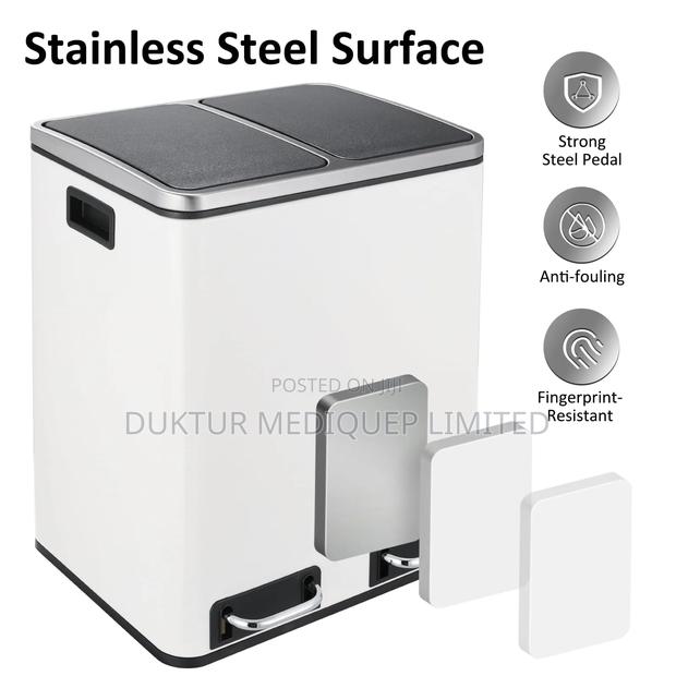 Stainless & ABS Two Compartment Dustbin 24 Lit, 40X33X45.6 - thumbnail 2