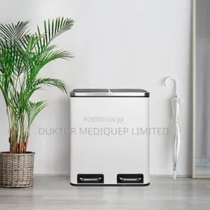 Stainless & ABS Two Compartment Dustbin 24 Lit, 40X33X45.6
