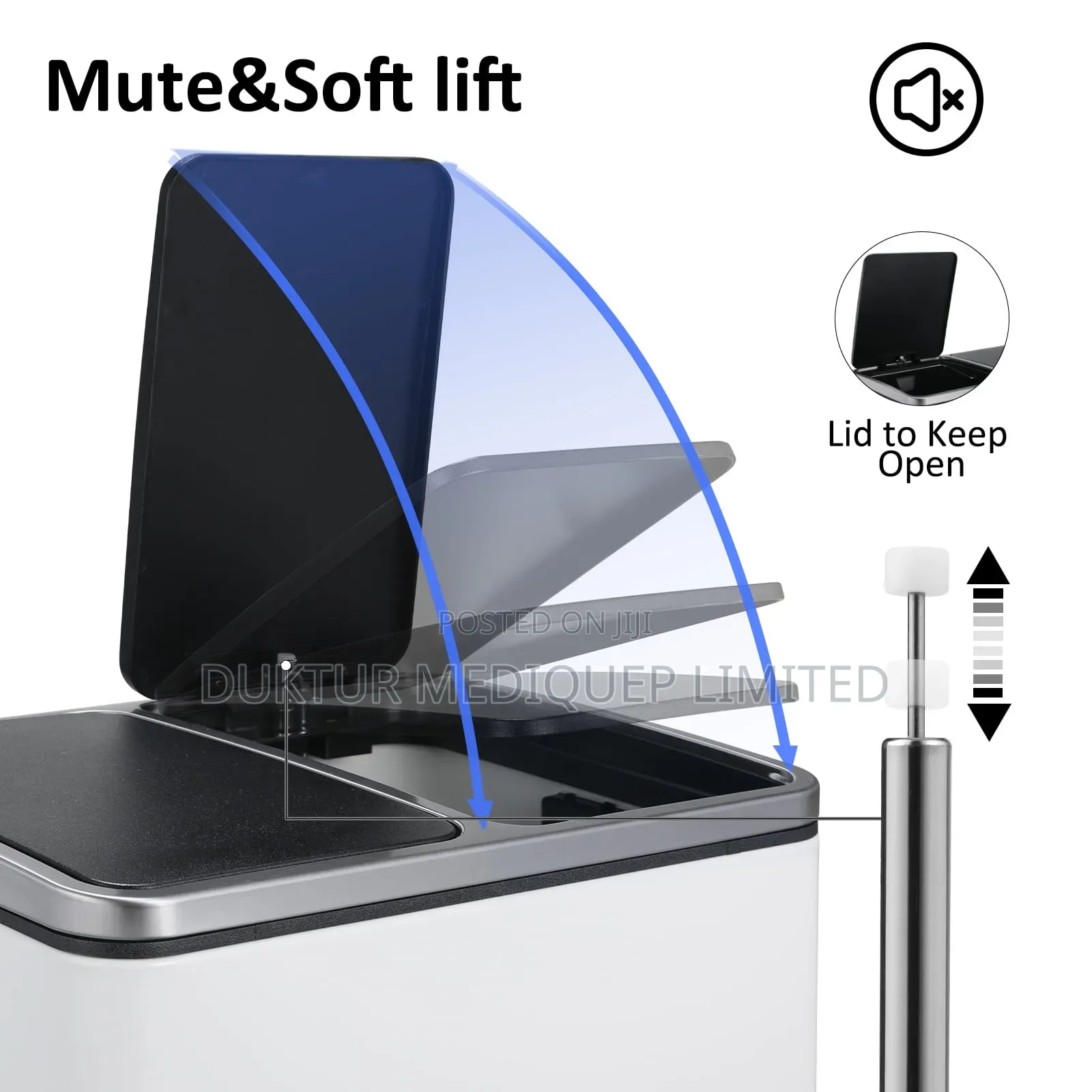 Stainless & ABS Two Compartment Dustbin 24 Lit, 40X33X45.6