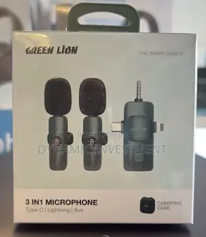 Green Lion 3 IN 1 Microphone Type-C /Lightning / Aux - Green
