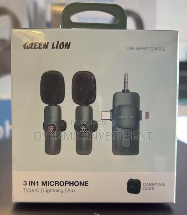 Green Lion 3 IN 1 Microphone Type-C /Lightning / Aux - Green