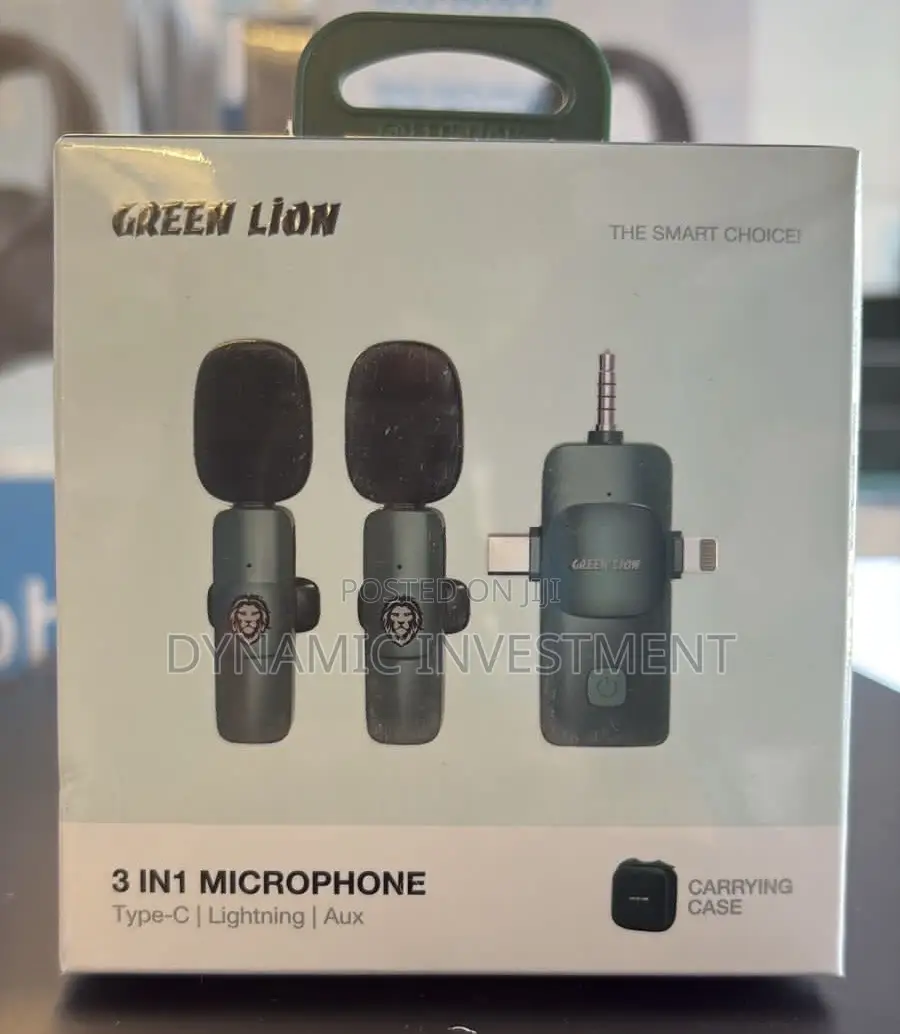 Green Lion 3 IN 1 Microphone Type-C /Lightning / Aux - Green