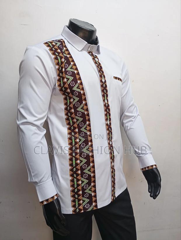 White Ankara Shirt Long Sleeved - main view