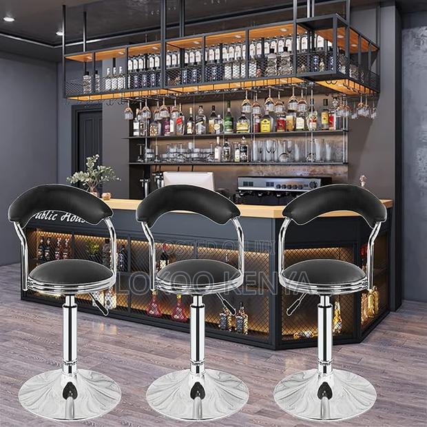Home Chair: Round Swivel Bar Stool With Adjustable Height - thumbnail 4