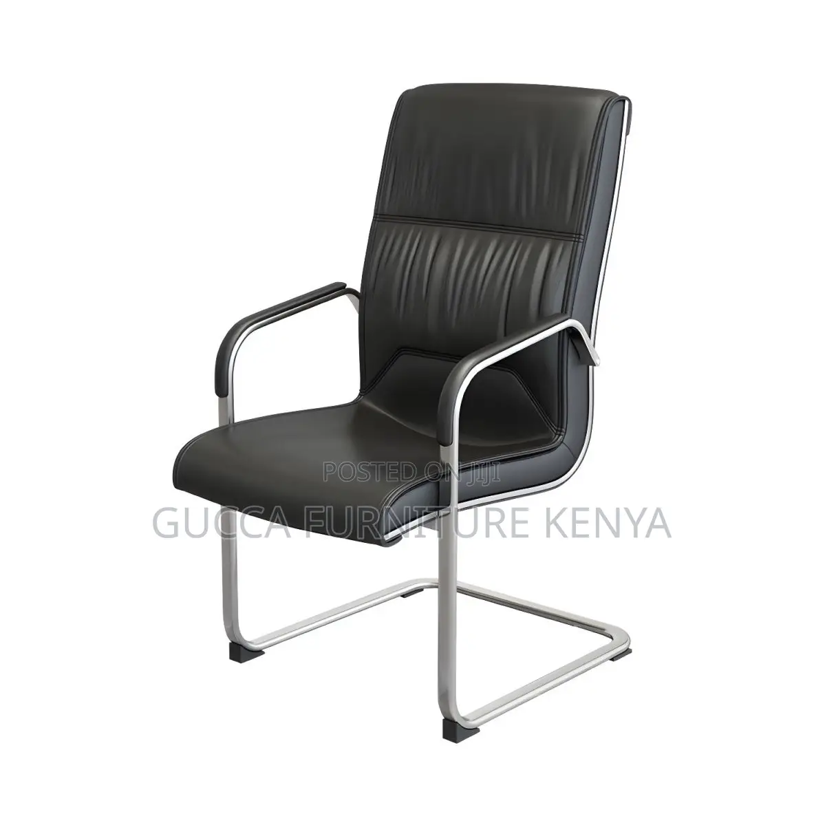 Office Chairs: Black Leather Ergonomic High Back Guest Chair