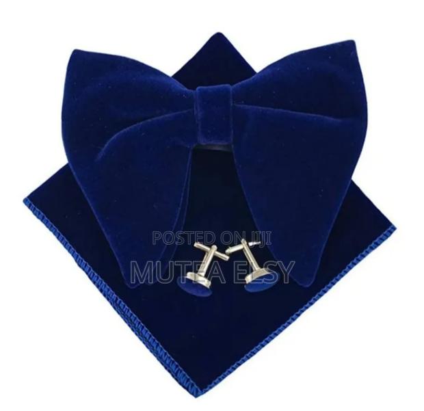 Black Navyblue Velvet Bowtie Sets - main view