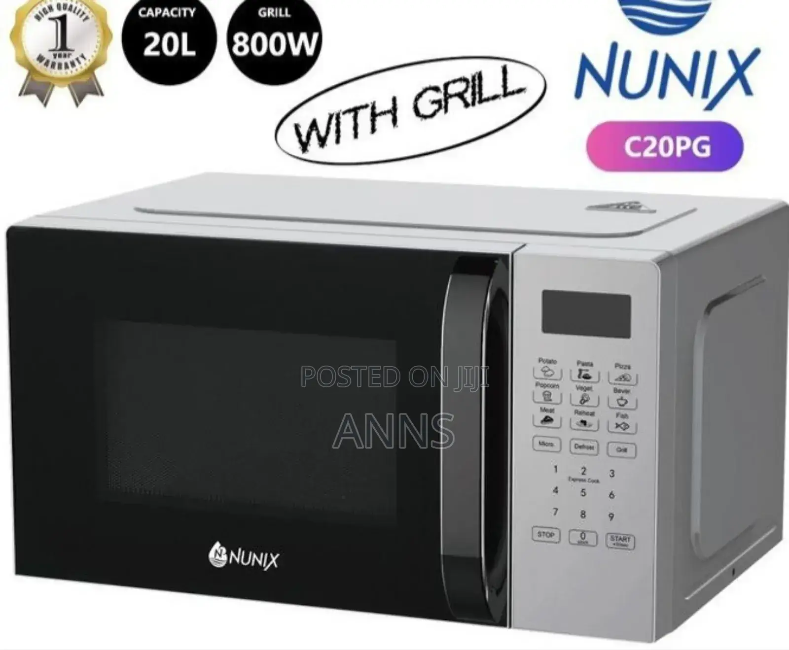Nunix 20L Digital Microwave With Grill and Handle