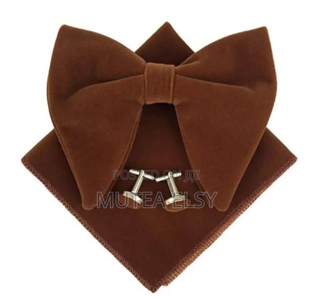 Coffee Brawn Chocolate Brawn Velvet Bowties Sets - main view