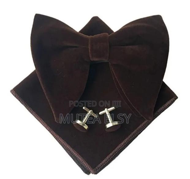Coffee Brawn Chocolate Brawn Velvet Bowties Sets - thumbnail 3