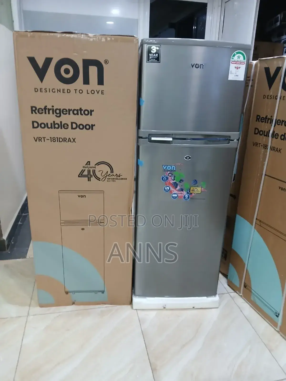 Von 181L VRT- 181DRAX Double Door Refrigerator- Silver