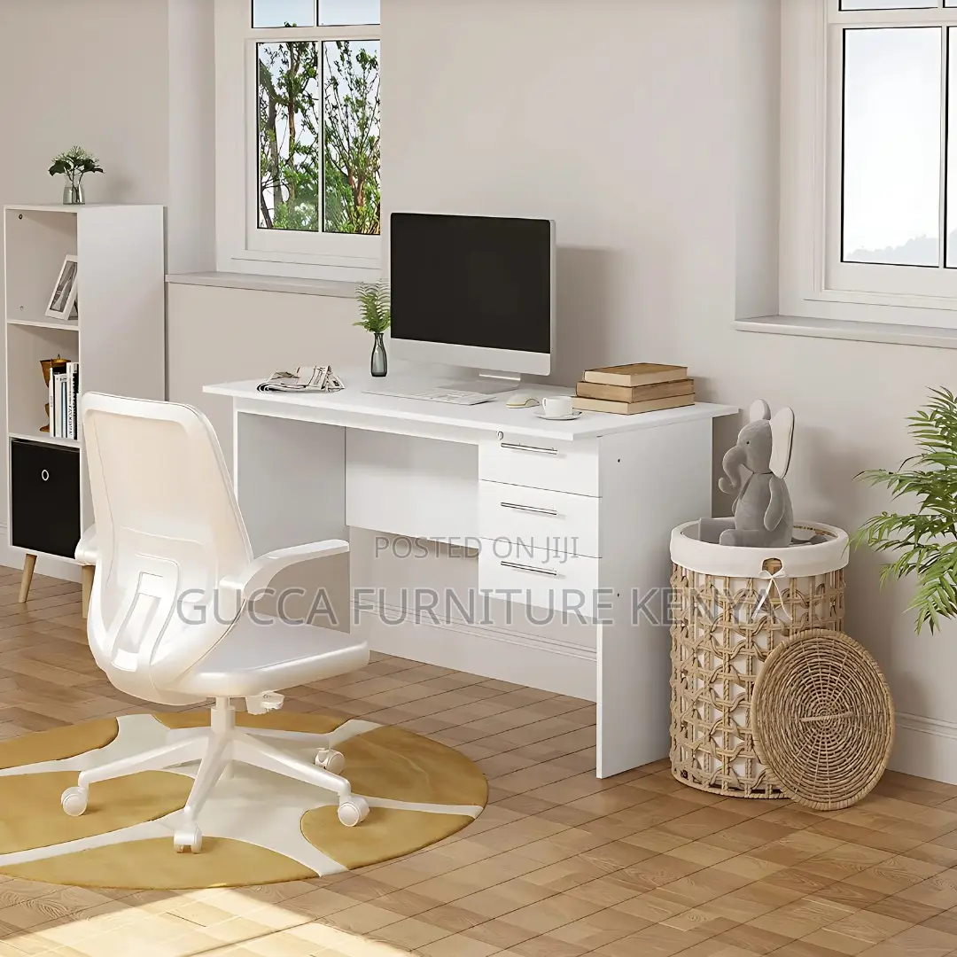 Office Tables:1.2 Meters White Wooden Study Computer Desk