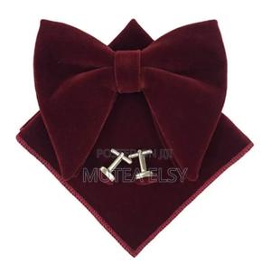 Maroon Gold Velvet Bowties Sets - thumbnail 2