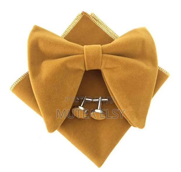 Maroon Gold Velvet Bowties Sets - thumbnail 3