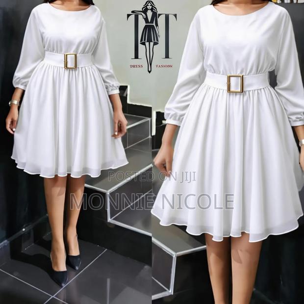 Elegant Chiffon White Dress - main view