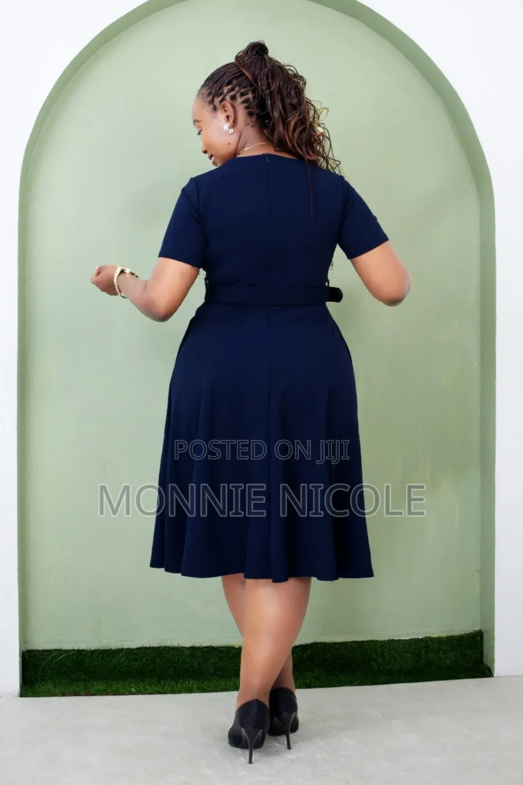 Demurely Navy Blue Dress