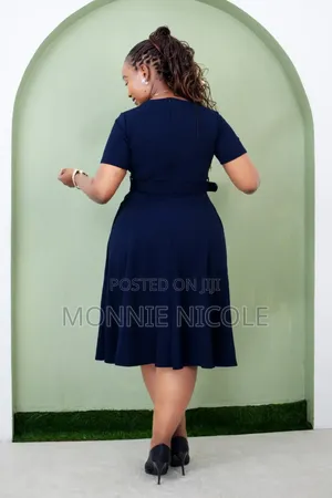 Demurely Navy Blue Dress