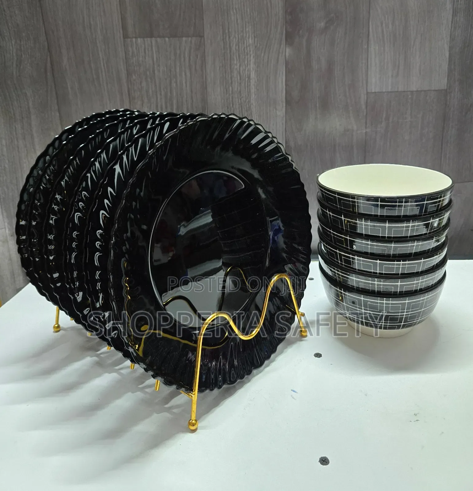 6pcs Plates+6pcs Bowls (Black)