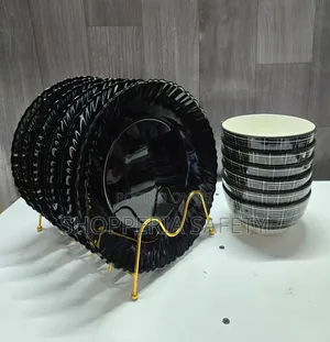 6pcs Plates+6pcs Bowls (Black)