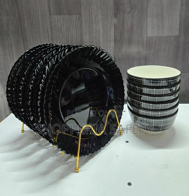 6pcs Plates+6pcs Bowls (Black)