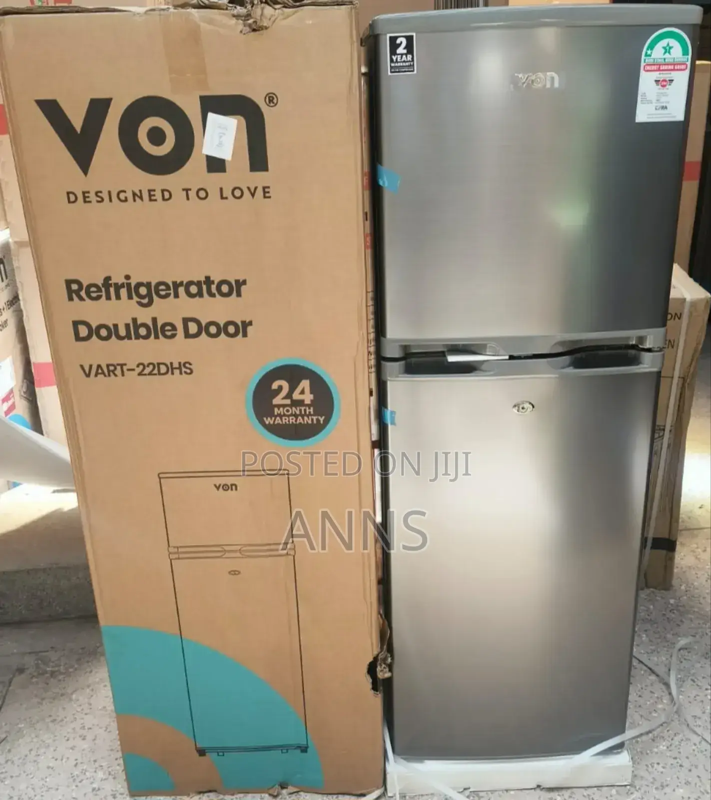 Von Double Door Fridge 138L - Dark Silver