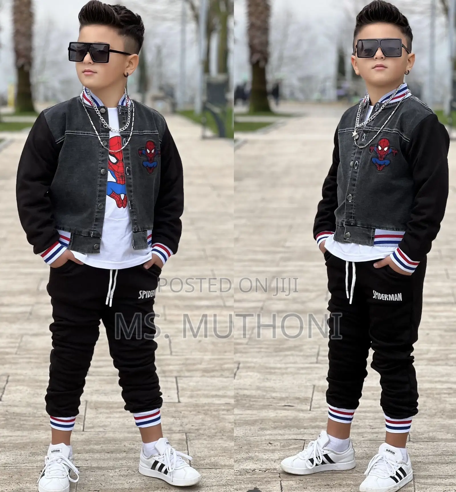 Black Spider Man Turkey Wear Sets 2-10yrs