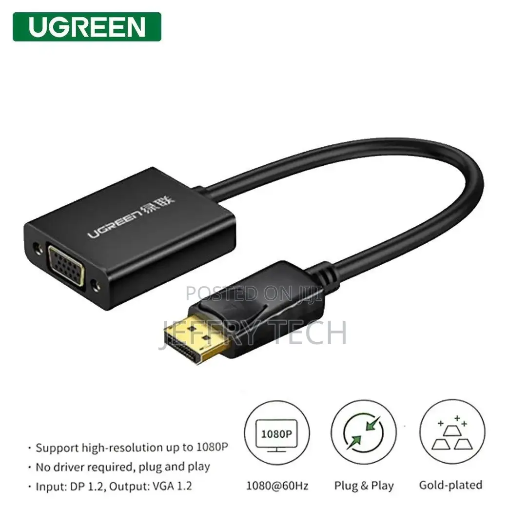 UGREEN DP Male to VGA Female Converter (Black) (DP109/20415