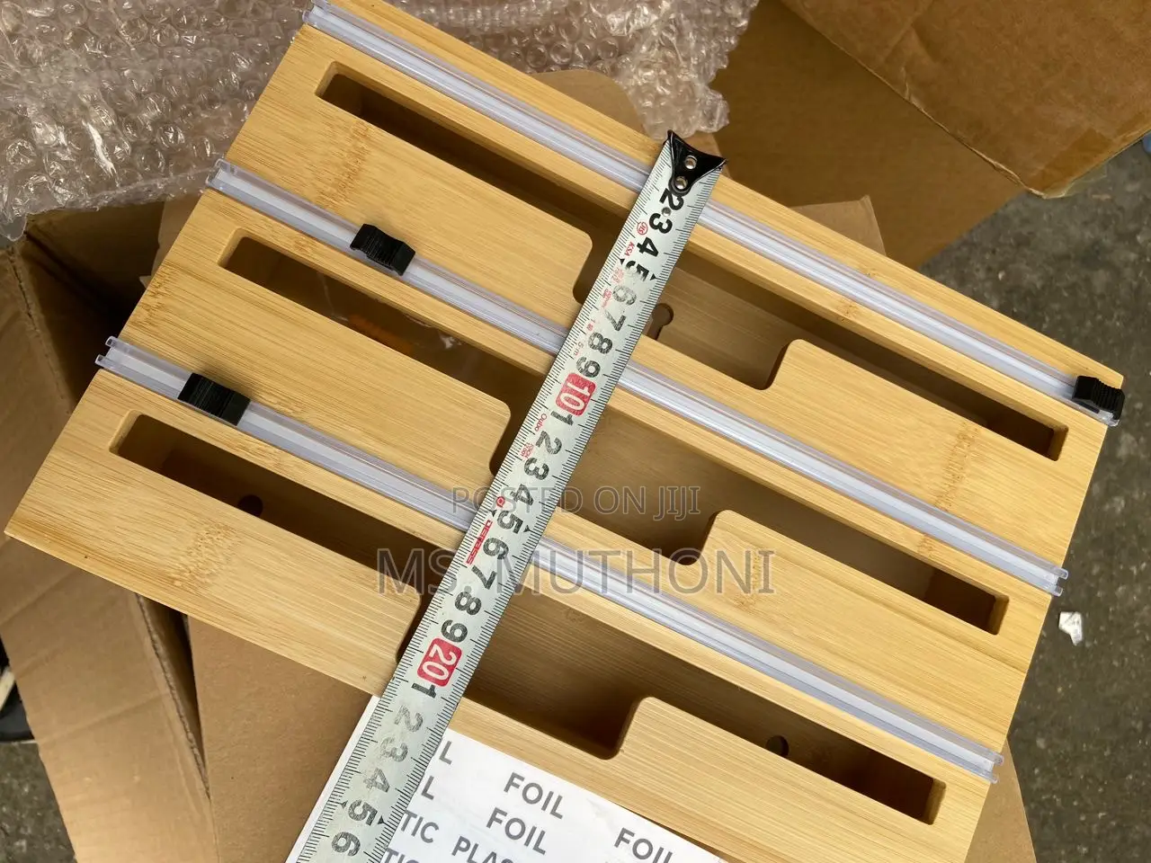 3 in 1 Bamboo Wrap Dispenser With Slide Cutter and Labels,