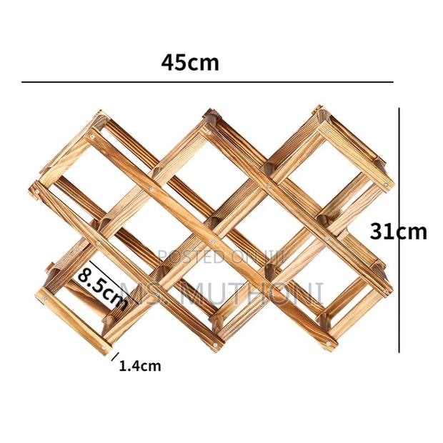 Foldable10 Slot Wooden Wine Bottle Rack - thumbnail 3