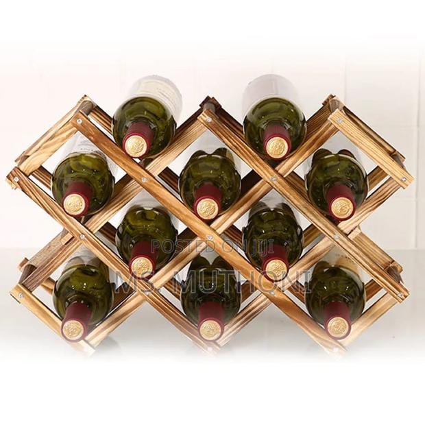 Foldable10 Slot Wooden Wine Bottle Rack - thumbnail 4