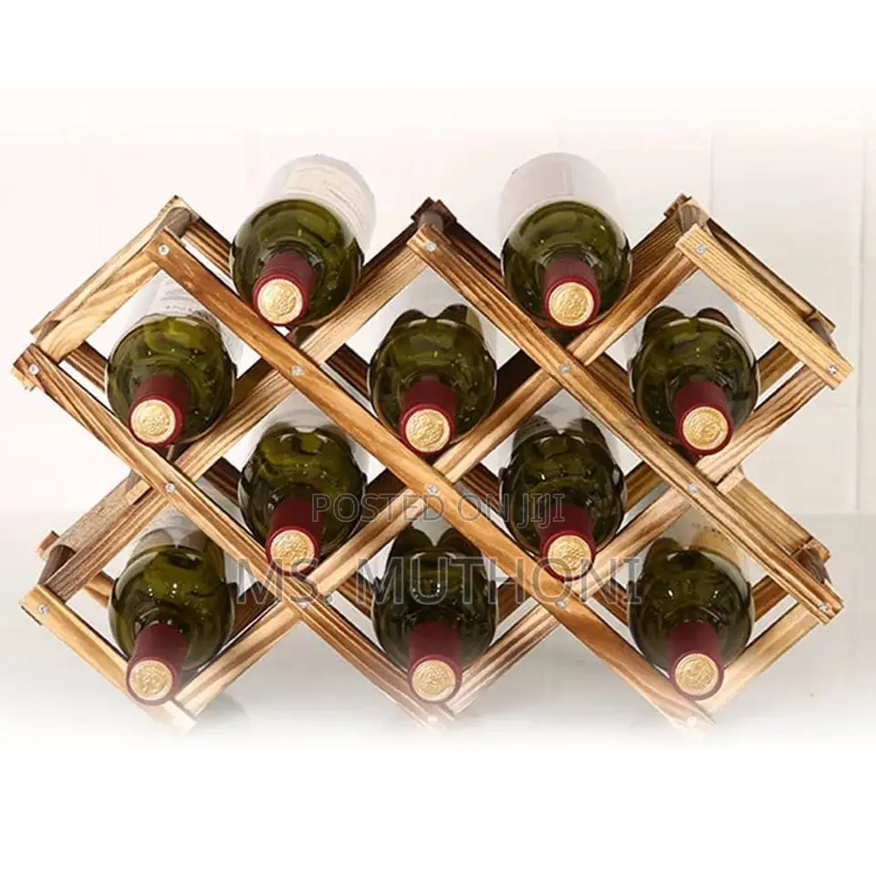 Foldable10 Slot Wooden Wine Bottle Rack