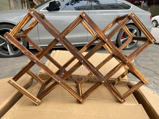 Foldable10 Slot Wooden Wine Bottle Rack - thumbnail 2