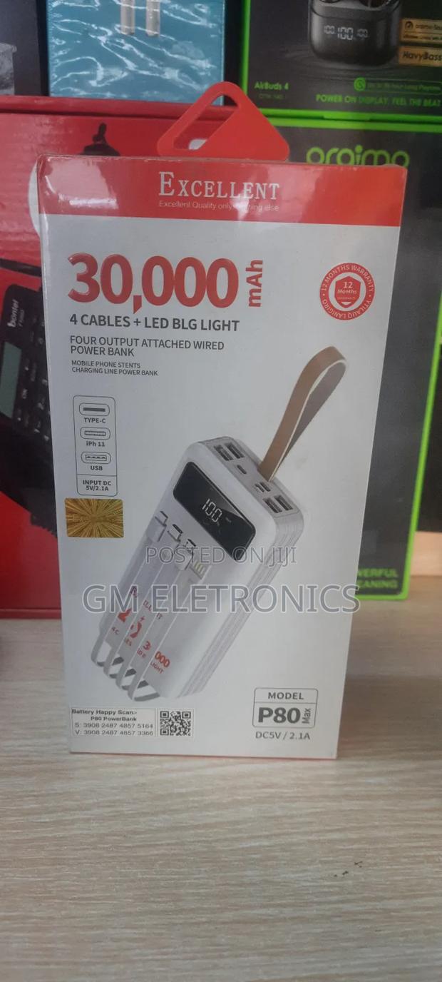 Brand New Excellent P80 4X 30000mah Power Bank (Black)
