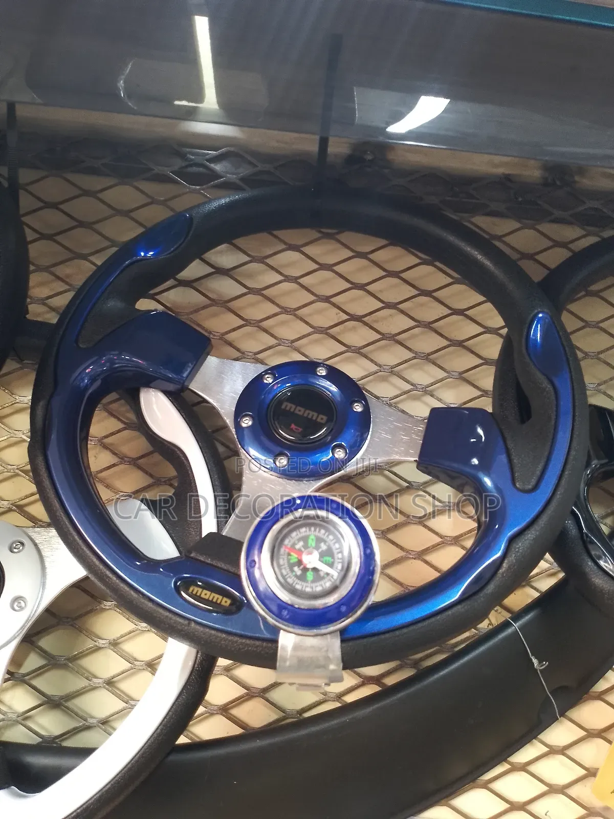 Blue Steering Power Handle Knob With Compass