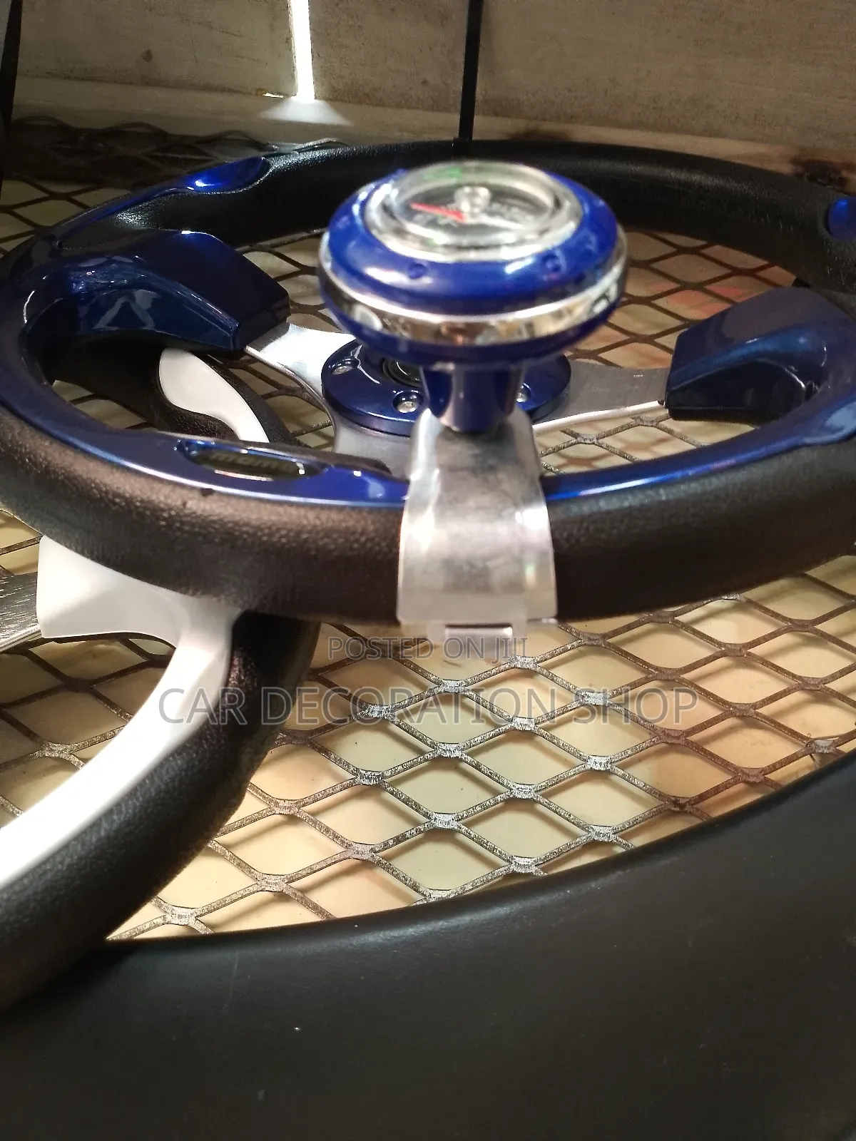 Blue Steering Power Handle Knob With Compass