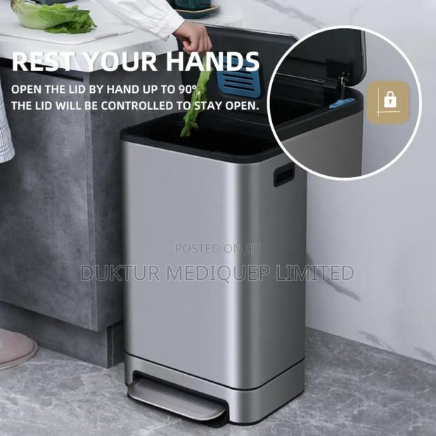 Stainless Steel & ABS Dustbin 40 Lit 400x270x640cm - thumbnail 3
