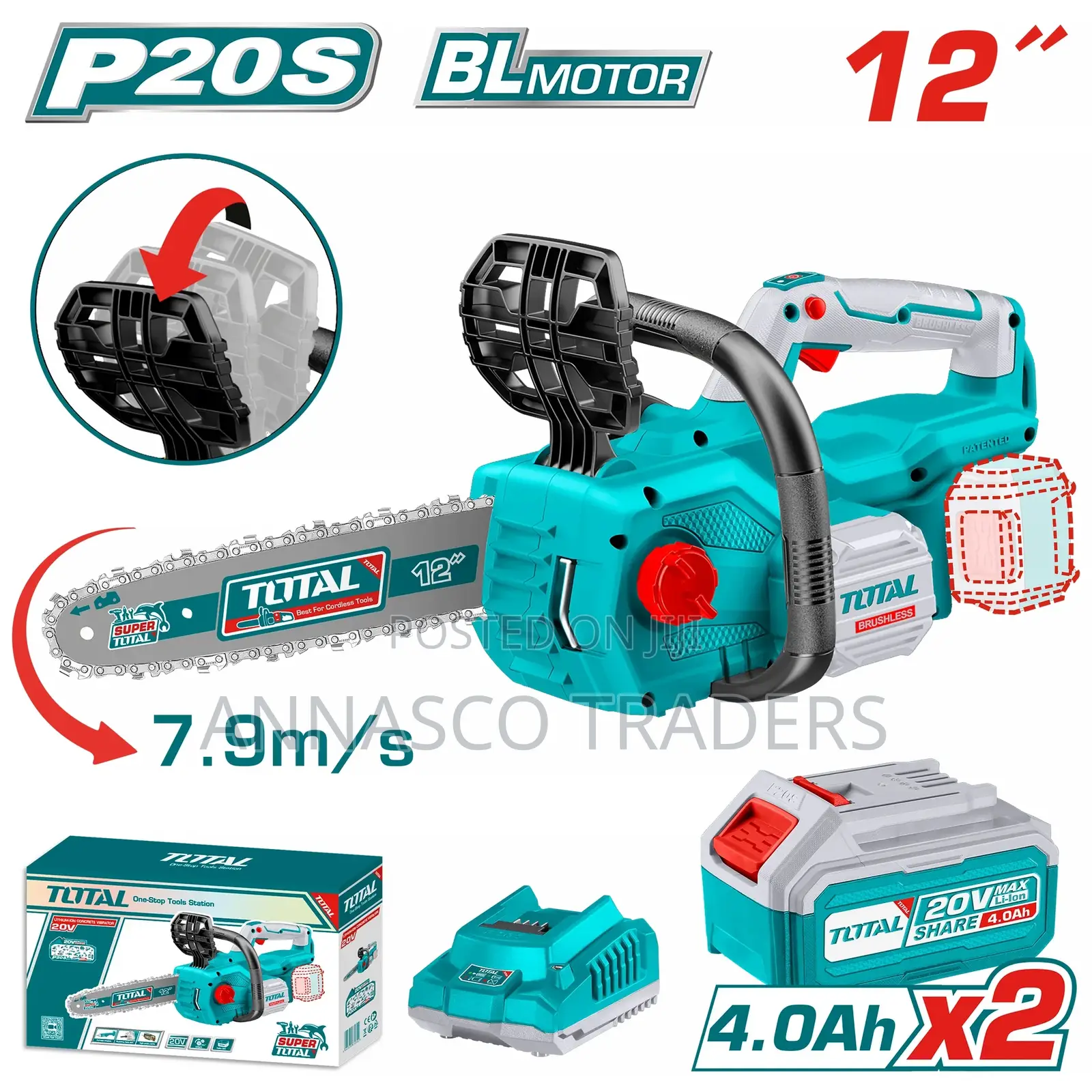 Total Quality TGSLI201286 Lithium-ion Chainsaw 20v