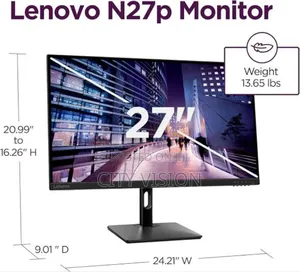 Lenovo N27p 27" Uhd Monitor, Integrated Speakers