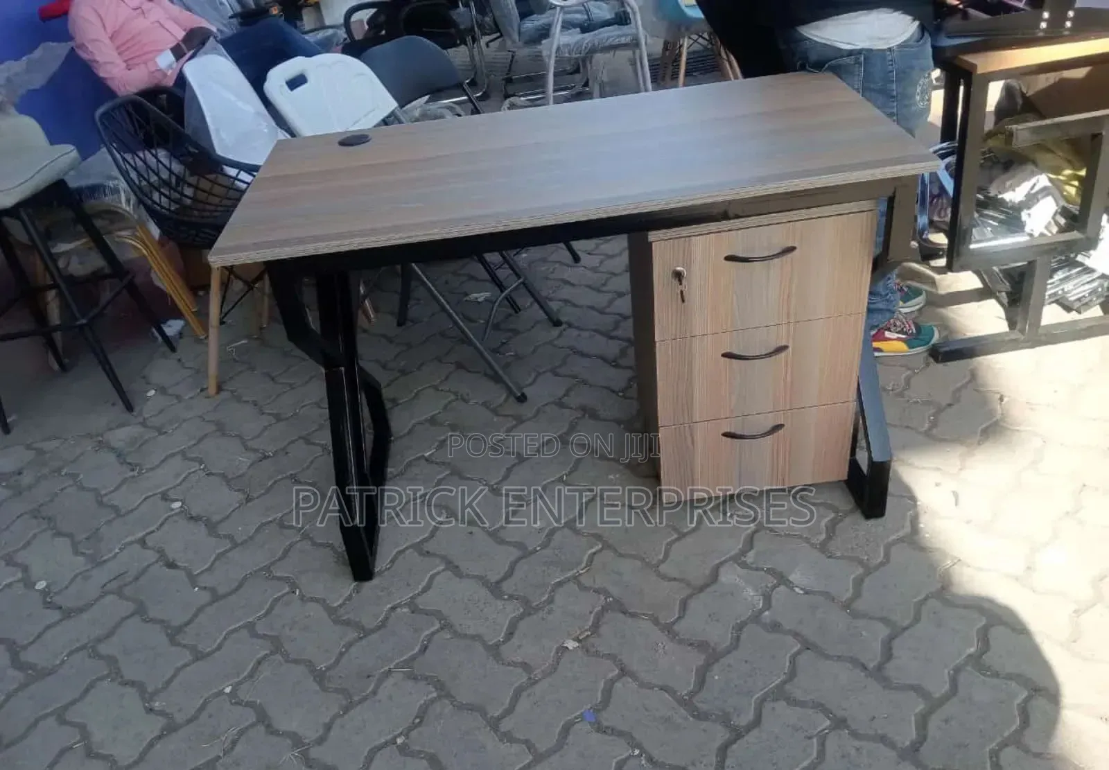 Modern Metallic Study/ Office Desk Plus Mobile Drawers