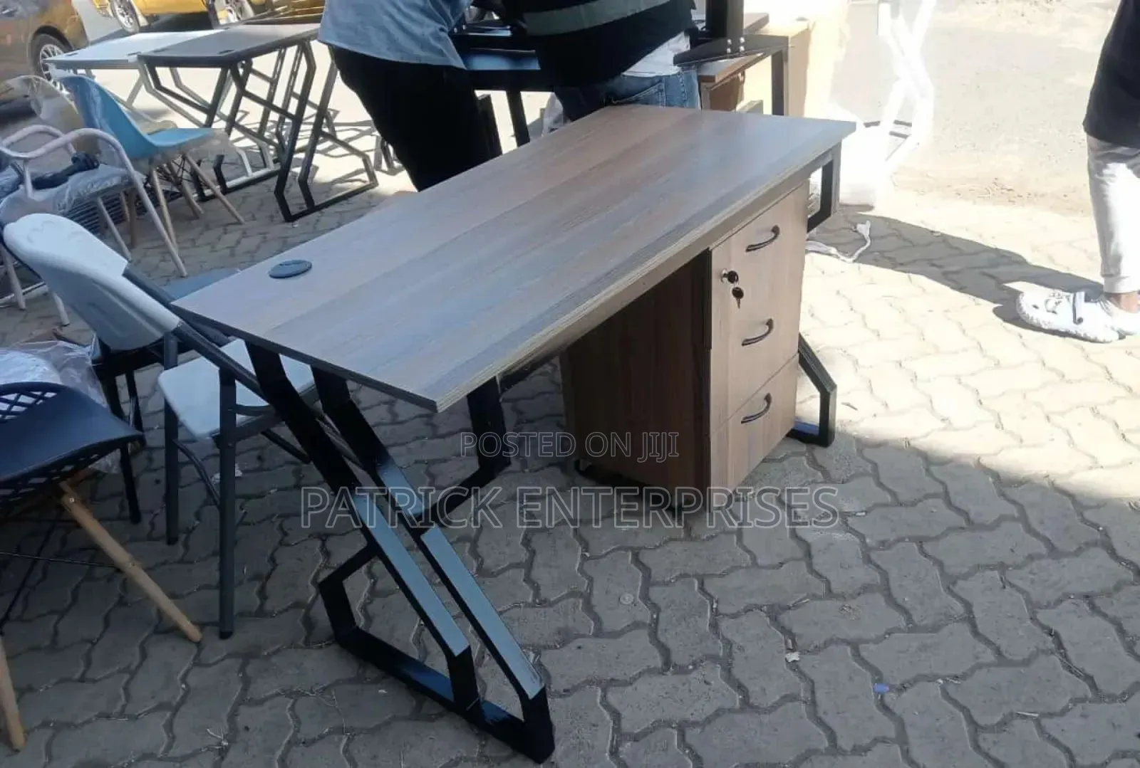 Modern Metallic Study/ Office Desk Plus Mobile Drawers