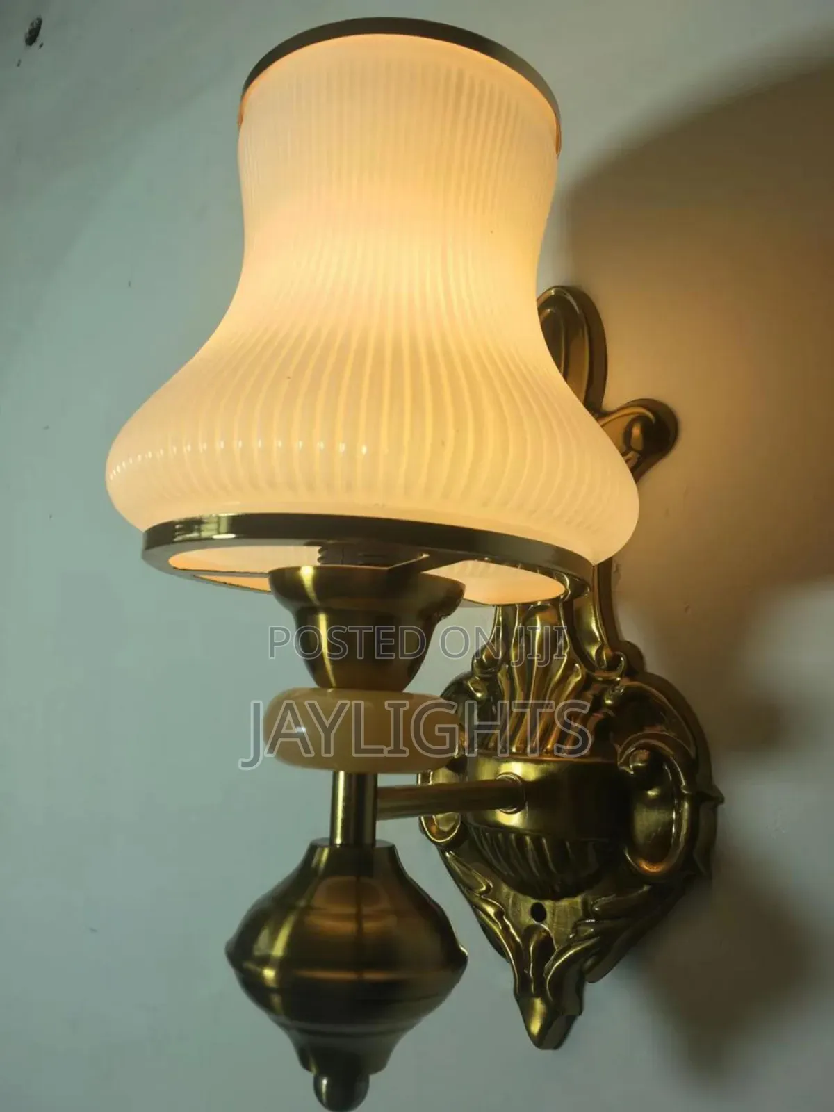 European Vintage Style Wall Lamp Brass Fabric Wall Light