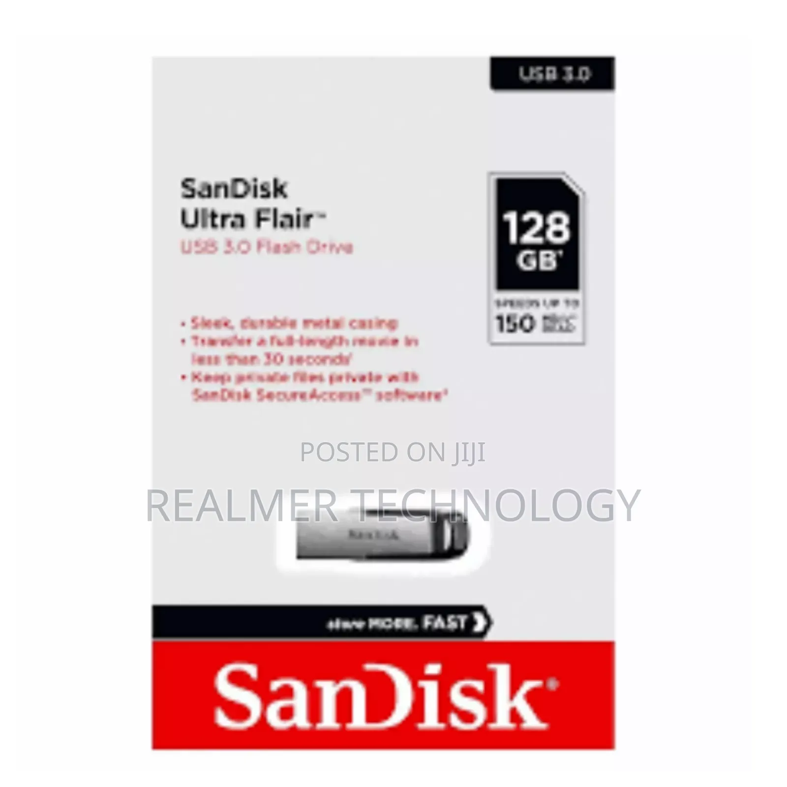 Sandisk Ultra Flair 128GB USB 3.0 150 MB/S Flash Drive
